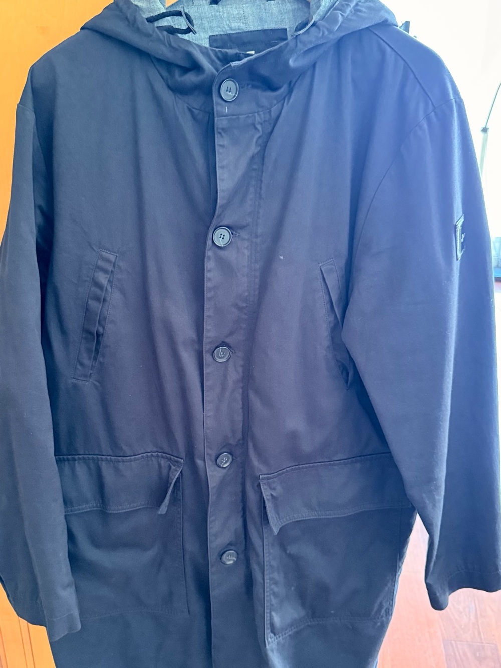 7 For All Mankind Navy Hooded Military Field Jacket